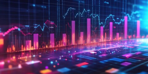 Fototapeta premium Business analysis, financial investment and technology concept. development to success and growing growth, analyzing financial graph on virtual screen