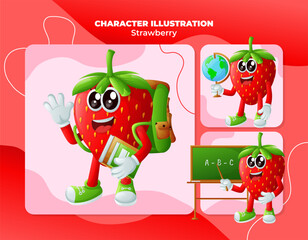 Cute strawberry characters in education