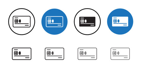 Credit card icon Black line art vector logo set