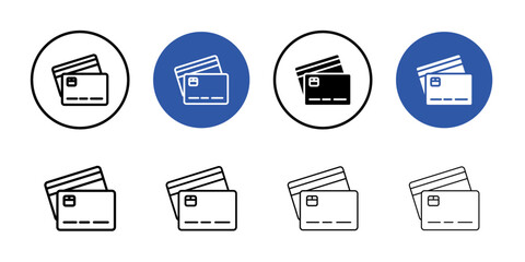 Credit card icon Black line art vector logo set
