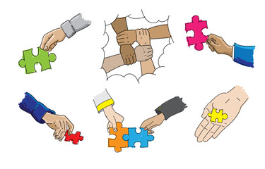 collection of jigsaw puzzles organization business marketing matches