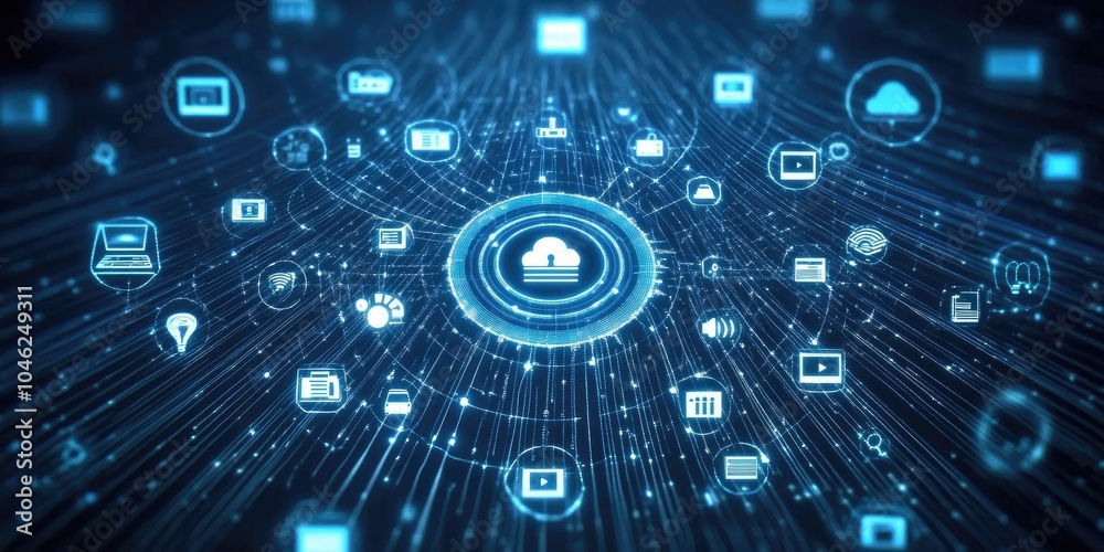 Poster Digital transformation change management, internet of things (IoT), new technology bigdata and business process strategy, automate operation, customer service management,