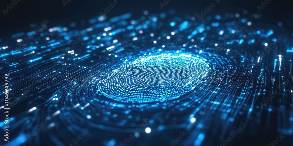 Leinwandbilder futuristic digital processing of biometric identification fingerprint scanner for access personal fi