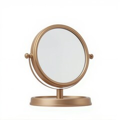 Bronze tabletop mirror on white background