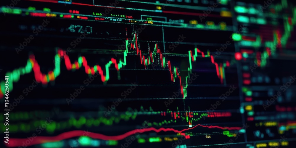 Fototapete planning and strategy, stock market, trader or investor working at home. technical price graph and i
