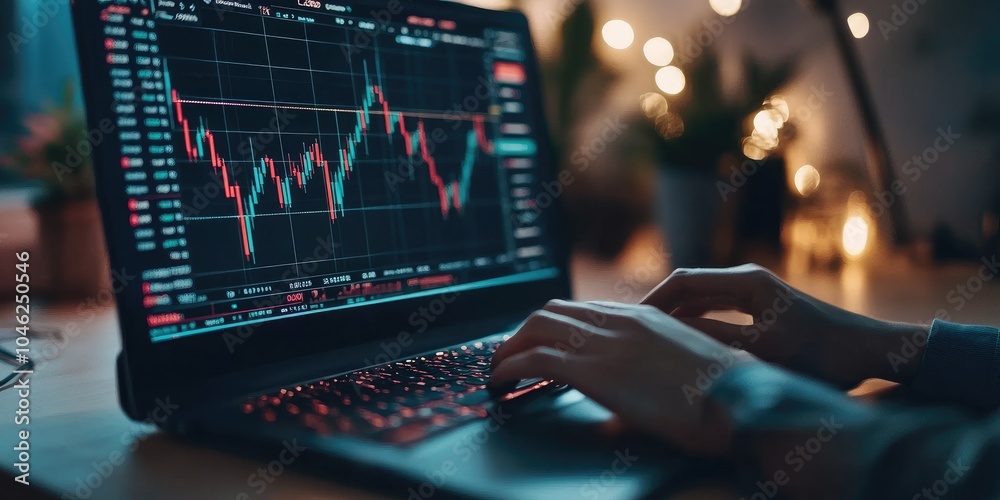 Leinwandbilder planning and strategy, stock market, trader or investor working at home. technical price graph and i