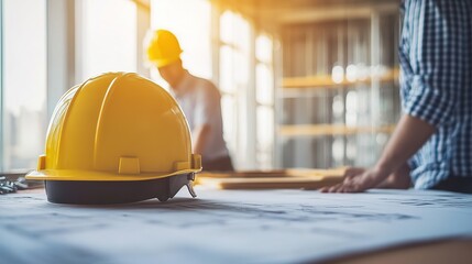 engineer and site manager collaborating on an urban planning project, ensuring the construction fits within the city infrastructure and design standards
