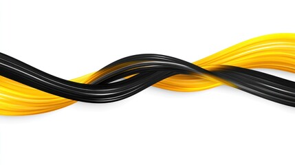 A flowing design of intertwined black and yellow strands creating a dynamic visual effect.