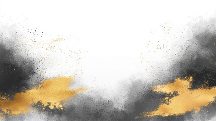 Abstract design featuring gold and black textures with a white background.