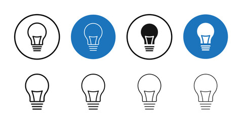 Lightbulb icon Black line art vector logo set