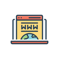 Color illustration icon for domain name