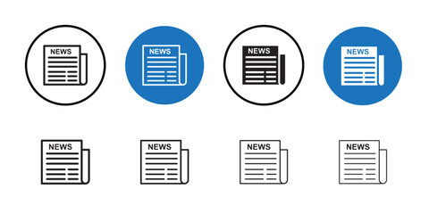 Fototapeta premium News icon Black line art vector logo set