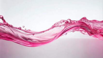 A gentle pink liquid flows in slow motion, creating beautiful patterns on a bright white background, 