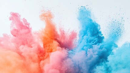 Obraz premium A vibrant explosion of colored powder creating a dynamic and artistic visual effect.