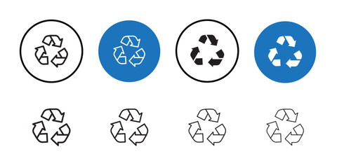 Recycle icon Black line art vector logo set