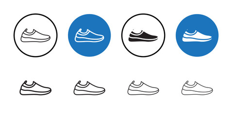 Shoes icon Black line art vector logo set