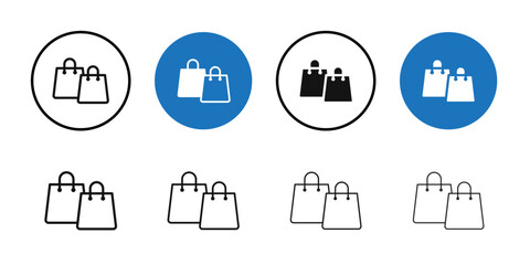 Shopping Bags icon Black line art vector logo set