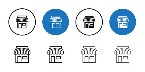 Store icon Black line art vector logo set