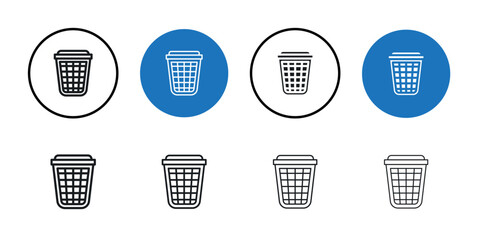 Trash Bin icon Black line art vector logo set