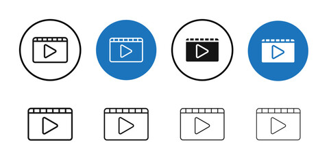 Video icon Black line art vector logo set