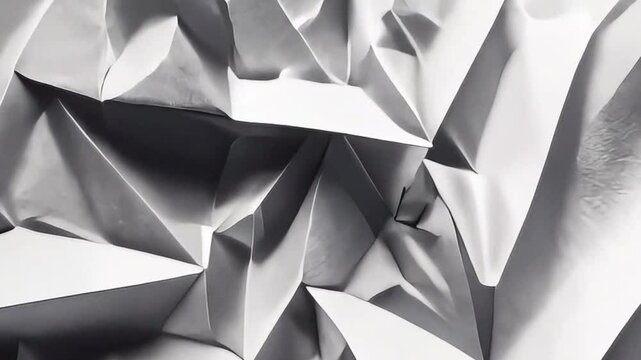 Crumpled paper background 4k with every crease and fold illuminated by soft light, ideal for creating a tactile, vintage aesthetic in graphic designs
