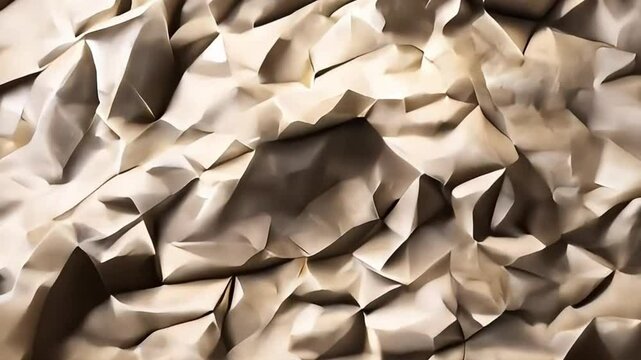 Crumpled paper texture in a realistic close-up with folds and creases accentuated by soft lighting, great for adding raw, tactile detail to graphic design projects