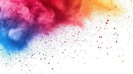 Obraz premium A vibrant explosion of colorful powder against a white background.