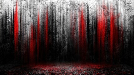 Abstract image featuring dark textures with red accents, evoking a dramatic atmosphere.