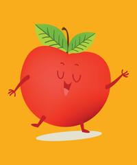Apple Fruit Cartoon Icon Illustration. Flat Cartoon Style