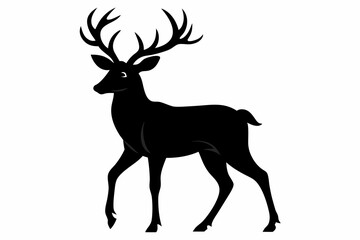 Deer silhouette, black deer icon vector, reindeer silhouette vector illustration