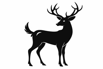 Deer silhouette, black deer icon vector, reindeer silhouette vector illustration