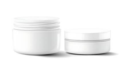 A realistic vector illustration showing a white plastic jar designed for cosmetics.