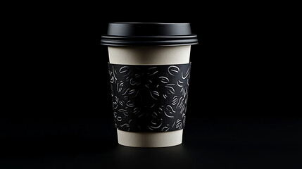 A takeaway coffee cup on a black background. created with Generative AI technology