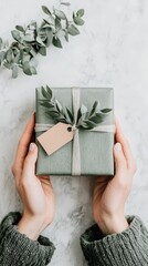 Artfully wrapping a personalized gift with festive paper and natural touches for special occasions