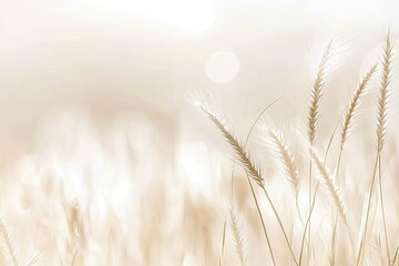 Obraz premium Delicate wheat grass swaying softly against a light background.