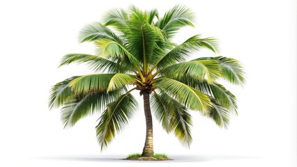 Obraz premium Forced perspective image of coconut tree on white background
