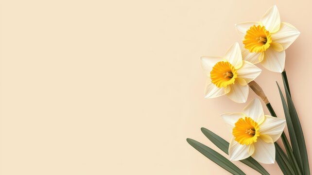 Stylized daffodil flower in a soft yellow palette, minimalist floral design