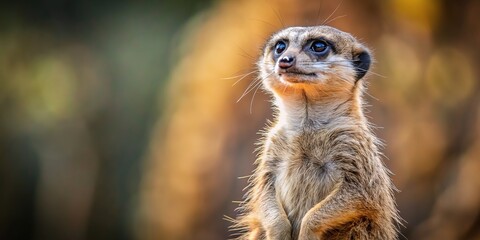 Fototapeta premium A meerkat's captivating curiosity captured in a single frame.
