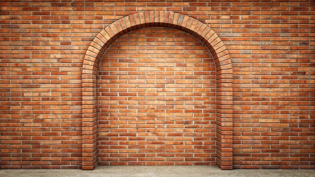 Fototapeta Sturdy brick wall with elegant archway