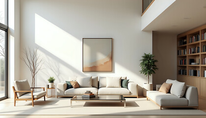 Fototapeta premium Modern living room with bright natural light