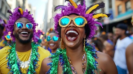 Fototapeta premium Vibrant Celebration at Mardi Gras Parade