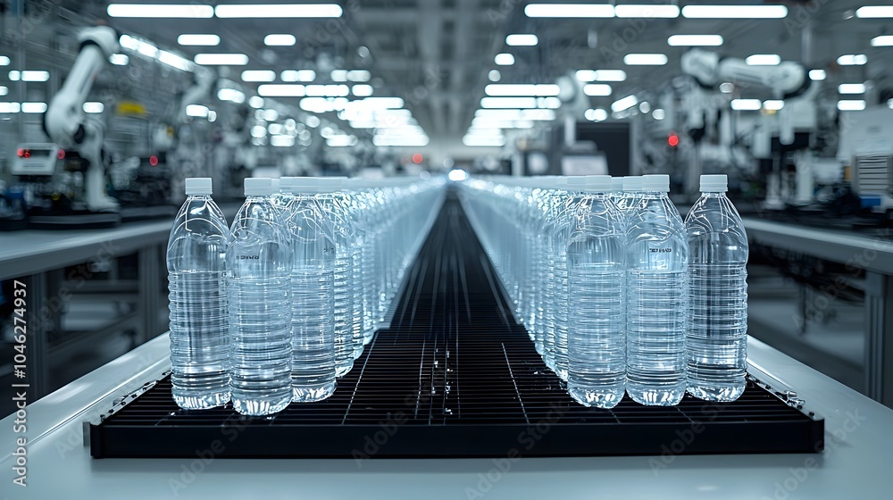 Poster automated water filter assembly line with robotic arms iot sensors and digital control systems in a 