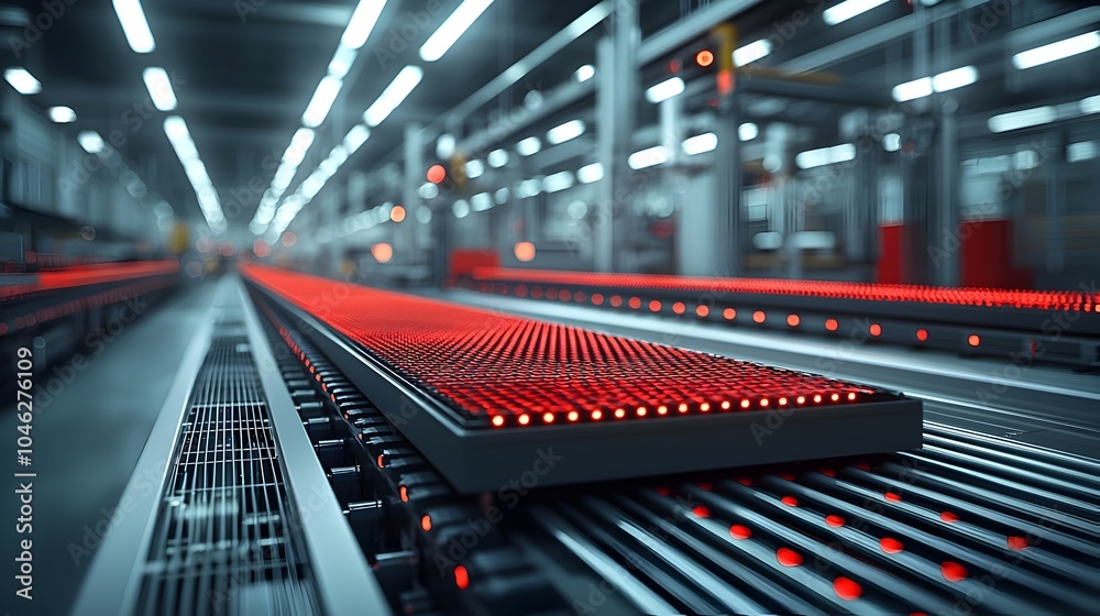 Poster fully automated air conditioner production line in a smart manufacturing environment with visible io