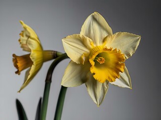 Fototapeta premium close up photo of white and yellow narcissus or daffodil flowers in a flower garden