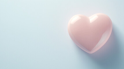Obraz premium World Kindness Day concept,single smooth pink heart sits on a gentle blue backdrop,conveying a message of love,warmth,and simple beauty,perfect for various occasions,copy space