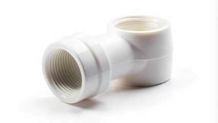 Polypropylene water pipe elbow fitting isolated on white background