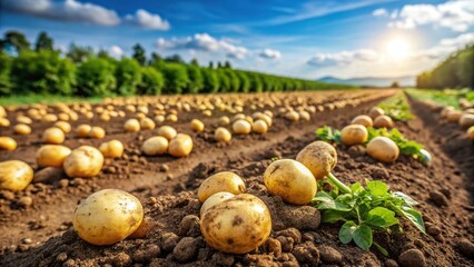 Fototapeta premium ripe potatoes in field ready for harvest