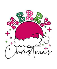 Fototapeta premium Christmas T-shirt Design, Retro Christmas Sublimation Design Bundle