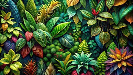 Fototapeta premium Intricate greenery designs exhibit a stunning depth and dimension, ideal for nature-themed backgrounds, inviting a serene and immersive atmosphere into any project.