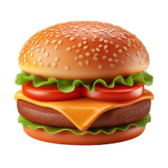 3D Burger Icon isolated on white background